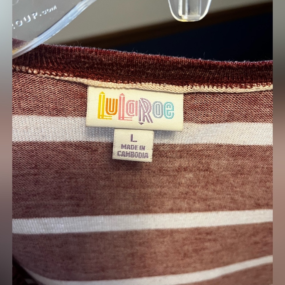 Striped Burgundy and White Women's Sweater - Picture 2 of 2